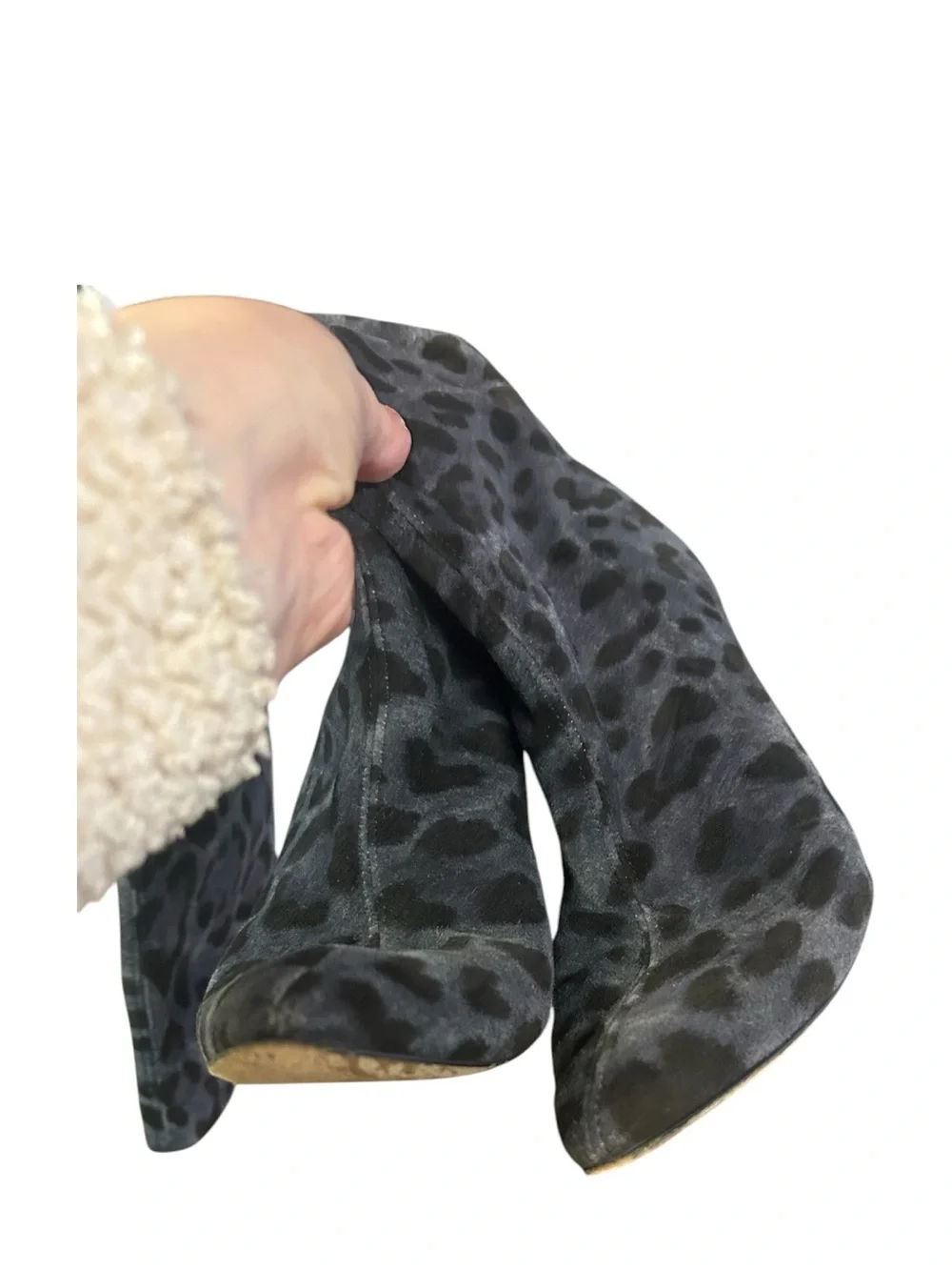 Kate Spade Women's Over-the-Knee Leopard Print Stretch Boots — Black